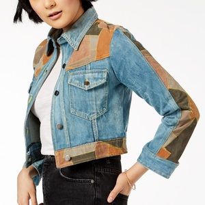 Free People Dallas Suede-Patchwork Denim Jacket